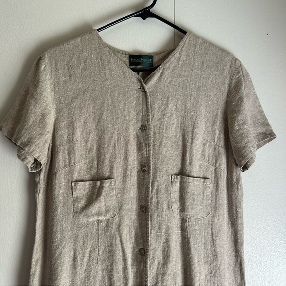Harvé Benard by Benard Holtzman Linen Button Up Dress Pockets Short Sleeve - Picture 4 of 7